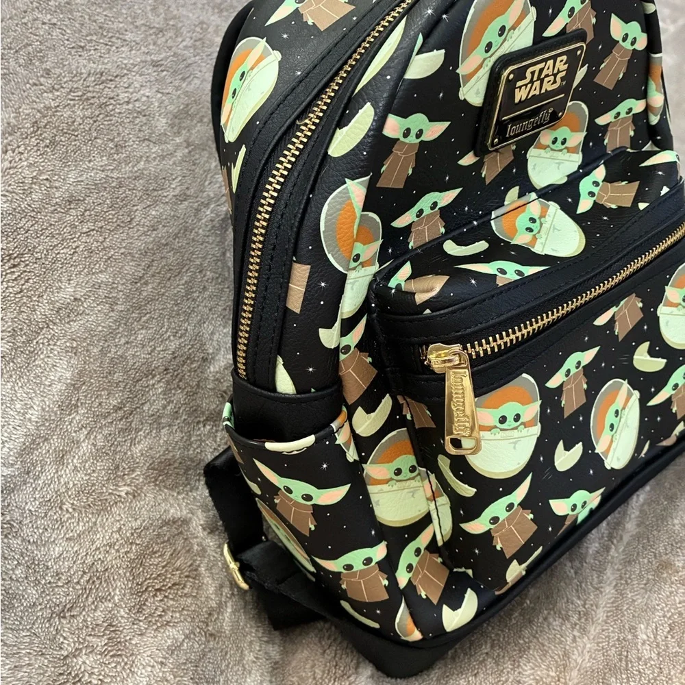 Loungefly Star Wars Kids Backpack - Black and Green with Orange Accents